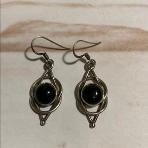 Silver and black drop Earrings